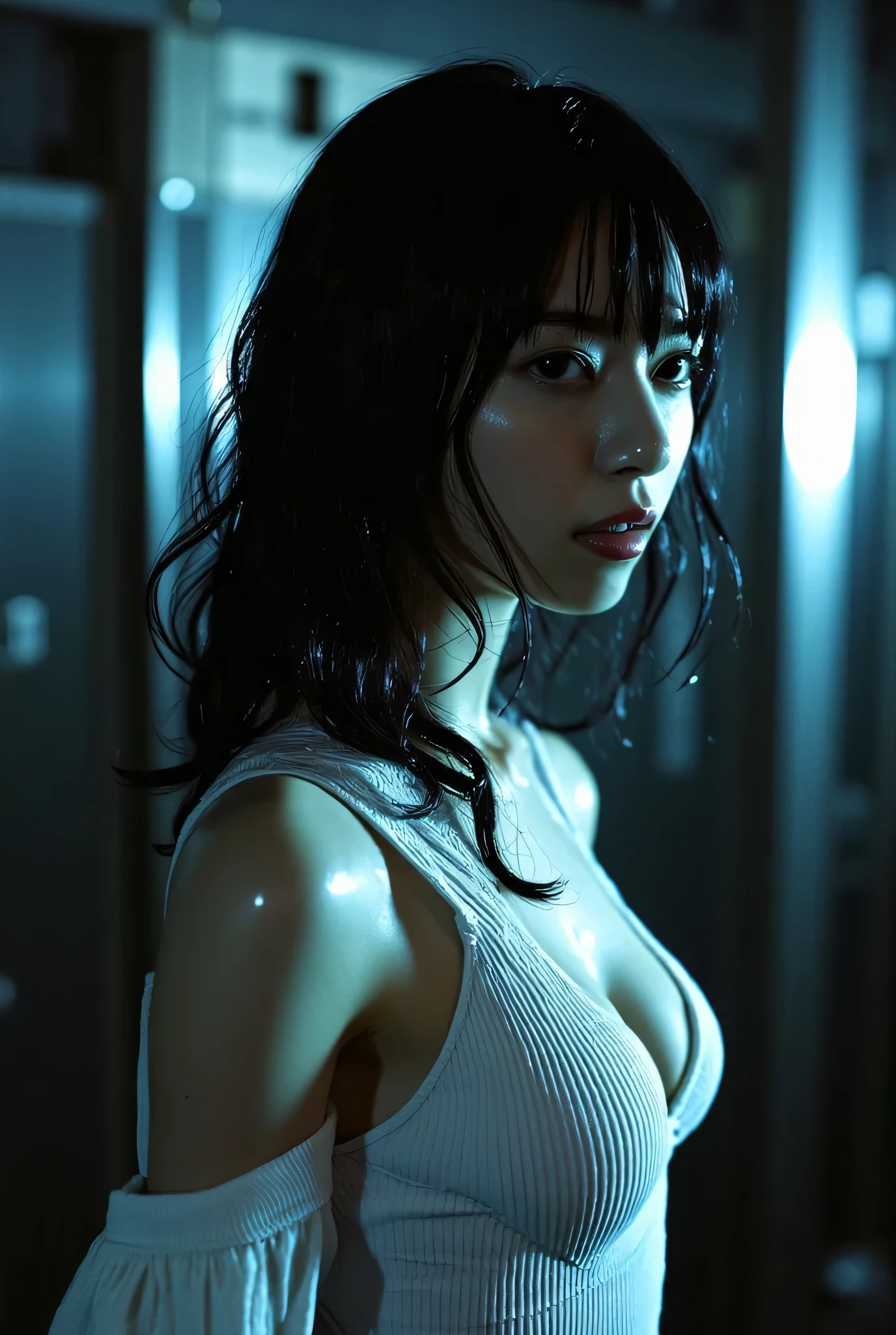 (Best Quality: 1.5), (Masterpiece: 1.5), (High Resolution: 1.5), (RAW Photo: 1.5), Sexy Woman G Cup 1 Person: 1.3, Black Perspective: 1.1, Ultra Detailed Face, Realistic, Photorealistic, High Detail, Film Grain, Detailed Skin, Natural Light, Symmetry, 8k, Very Delicate and Beautiful, Illustration,
1 girl, random hairstyle, (medium_breasts:1.5), slim legs, delicate and cute, perfect face, beautiful detailed eyes, fair skin, real human skin, pores, Japan student, micro bikini
(Dark:1.4), Deep Shadows, Darkness, (Under Moonlight, Blood Moon:1.3), Award-winning photo, Very detailed, amazing, fine detail, absurdity, Very detailed woman, Very detailed eyes and face, Piercing red eyes, Lee Jeffries Nikon D850 Film Stock Photo 4 Kodak Portra 400 Camera F1.6 Lens Rich colors Ultra-realistic realistic realistic textures Dramatic lighting Unreal Engine Trending at Art Station Cinestill 800 Tungsten, Style Neeko ((wearing black steel armor)), DARK_Glam, wearing DRK_Glam, The Dark Knight, when viewed from below, all-armor body focus, intimidating look,