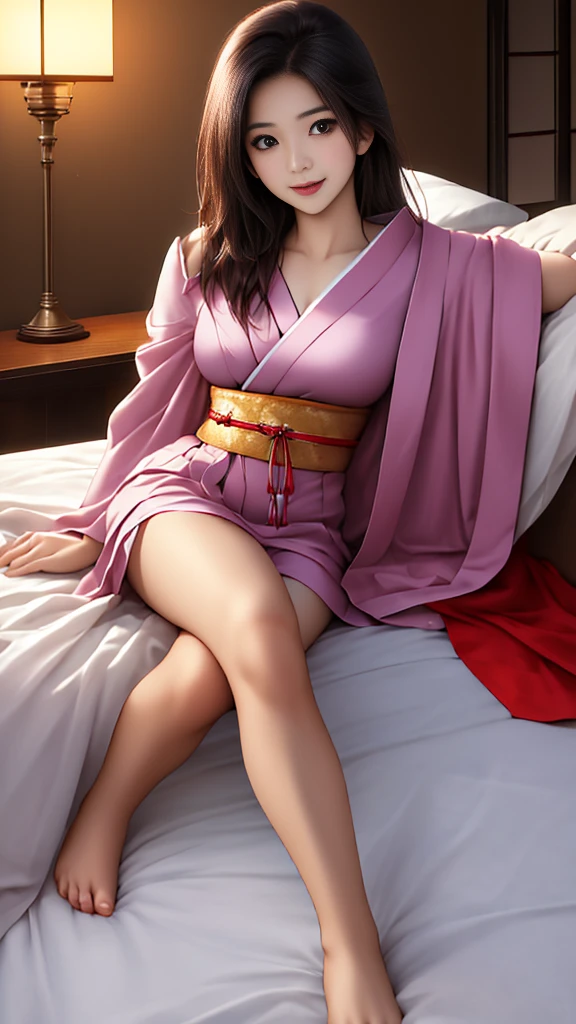 Best Quality, masutepiece, Photorealistic, High resolution, 8k RAW photo, 
1 woman, 25-years old, Lying on your back on tatami mats, Looking at Viewer, Yukata, The front of the yukata is exposed.., Reveal chest and legs,
 (Japanese-style room, Mrs. mats), ( From  above, From the outside, Medium Full Body Shot)