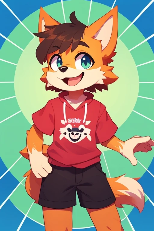 Spencer (A red furred, anthro fox male, slim, fit) wearing blue jeans, charming smile, (MasterPiece) (Highly Detailed) (4k)