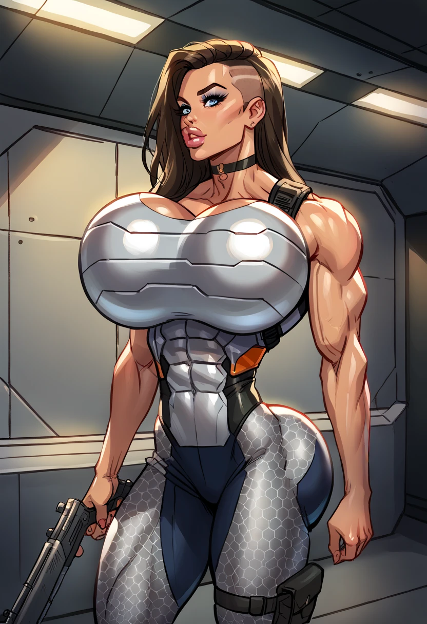 photo of mlp Meowko, RAW, beautiful woman, ((portrait)), ((detailed face:1.2)), ((anime face, anime facial feature, clear skin, glossy anime lips, clear skin), (short messy lesbian haircut, brunette: 1.55),  (under boob: 1.6), (perfect proportioned body, Strong, muscular, narrow waist, narrow hips, skinny, large breasts), (she is wearing a reflective orange safety work vest, yellow hard hat, Cleavage), construction site, Heavy equipment, steel beams, (realistic photo, best quality, detailed), (8k wallpaper), (cinematic lighting, beautiful light, (noon:1.3)) (sharp focus, intricate)