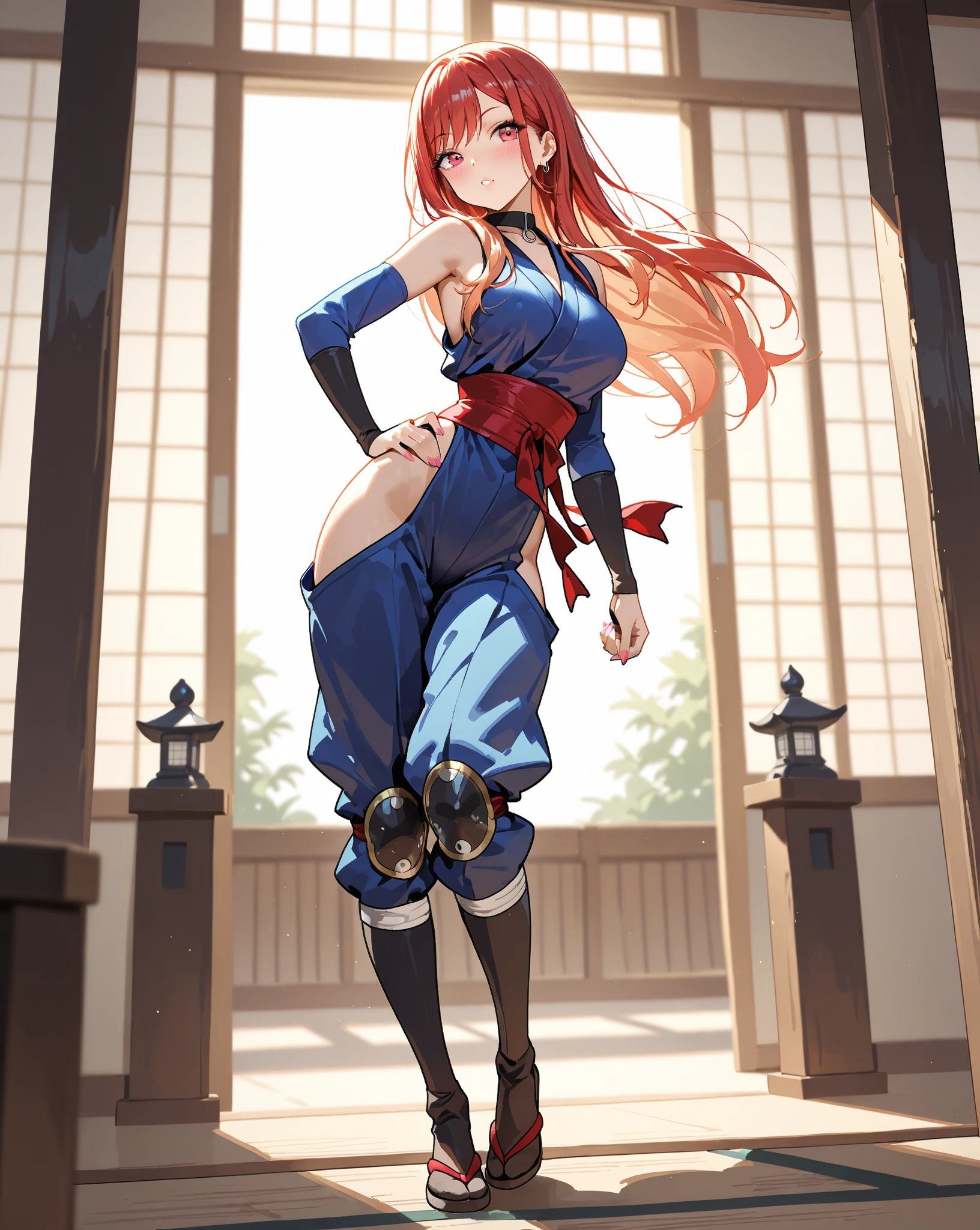 a one woman, Victoria, russet hair, Super long hair, blue colored eyes, big-ass., braid, wide shot, uhd, high quality, high details, best quality, highres, 8k, fox ears, animal tail