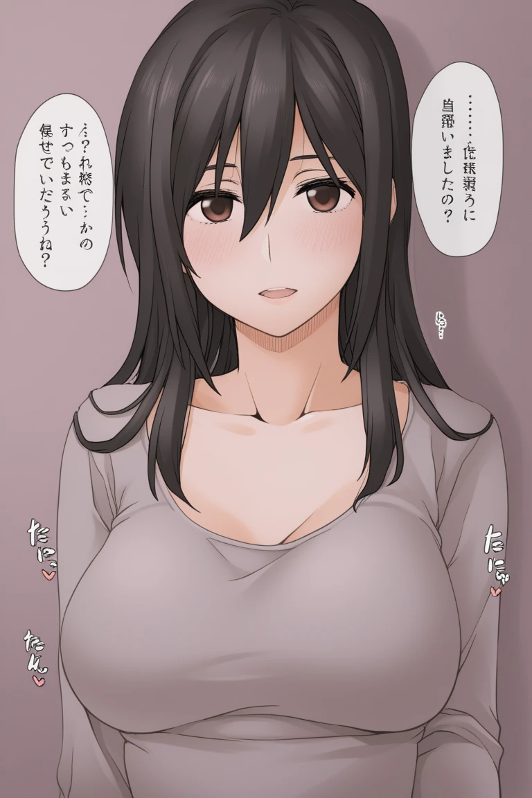 1girl, ultra high res, large chest, cleavage, oversized shirt, bent down, sleepy, hand on eye