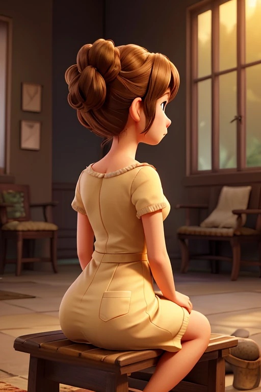 Sexy girl, long and tight dress, ass