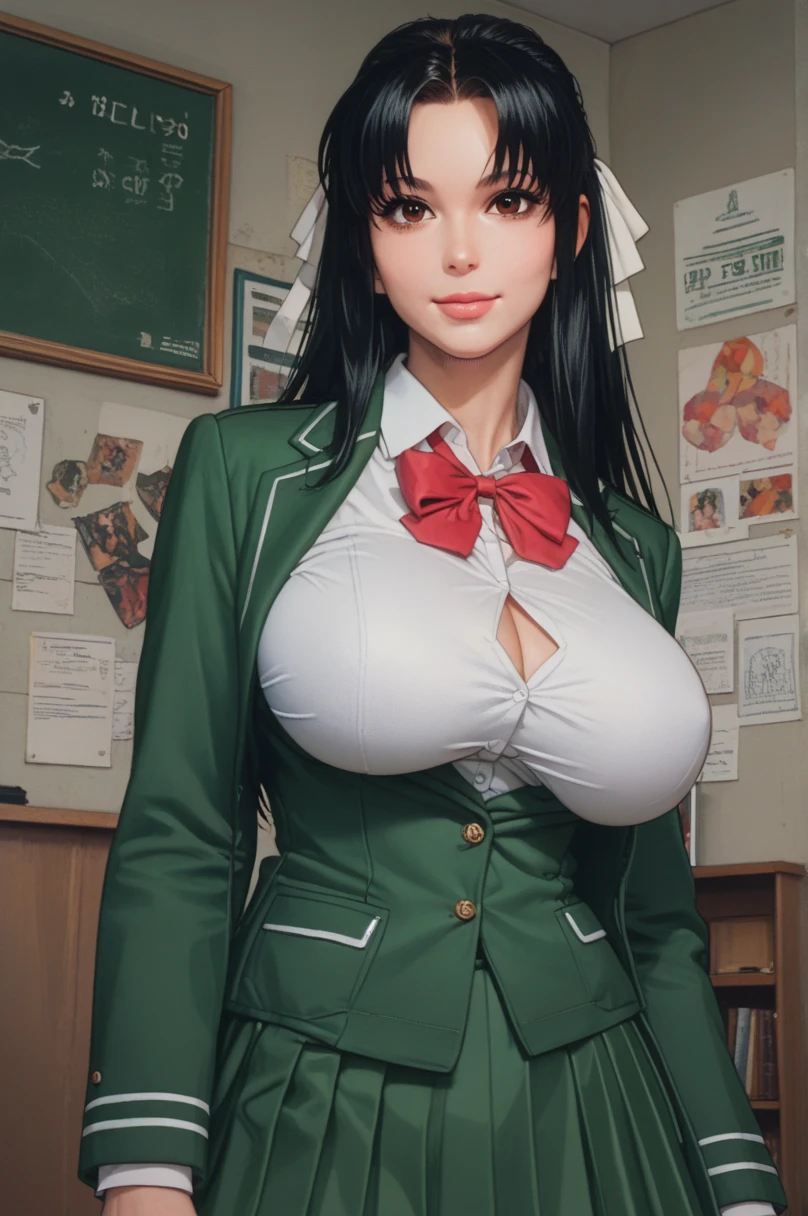 this is a anime erotic illustration picture of a naked woman , 1girl, breasts, nipples, pantyhose, classroom, black hair, long hair, standing, panties, green jacket, school desk, underwear, open clothes, looking at viewer, horny, orgasme female, off jacket, large breasts, open jacket, indoors, panties under pantyhose, black panties, , collarbone, off shoulder, red eyes, long sleeves, thighband pantyhose, classroom, closed mouth, black pantyhose,shiny skin,photorealistic, mayumi saegusa, black hair, long hair, wavy hair, ribbon, red eyes, medium breast, , dress, white dress, collared dress, pencil dress, light green jacket, cropped jacket, open jacket, long sleeves, brazer, necktie, black necktie, armpits, spread legs, arm behind head, pussy, vaginal, 1 boy, sex , standing sex, sex from behind, naughty face, orgasme face, horny girl, pread legs, legs up, bare shoulders, grab her breasts, open mouth, saliva, hetero, kissing ,nsfw:1.5