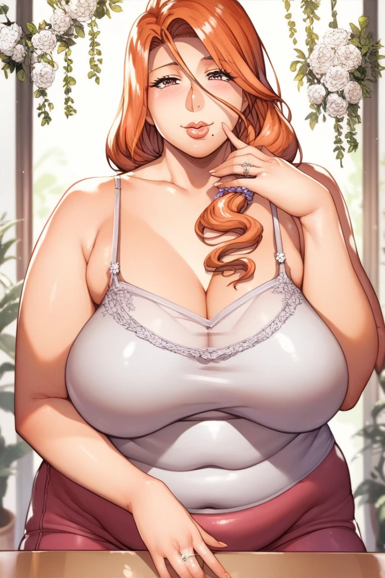 最high quality, 8K, masterpiece, Tatsuma, Sharp focus, high quality, High resolution, Detailed face, Fine grain, Thick lips, (View your viewers), alone, Beautiful woman, 48 years old, plump, Beautifully groomed hair, Accentuate your breasts, Cleavage, Sexy, sheer, colorful short dress, Turning posture, Afternoon in front of the park garden,
