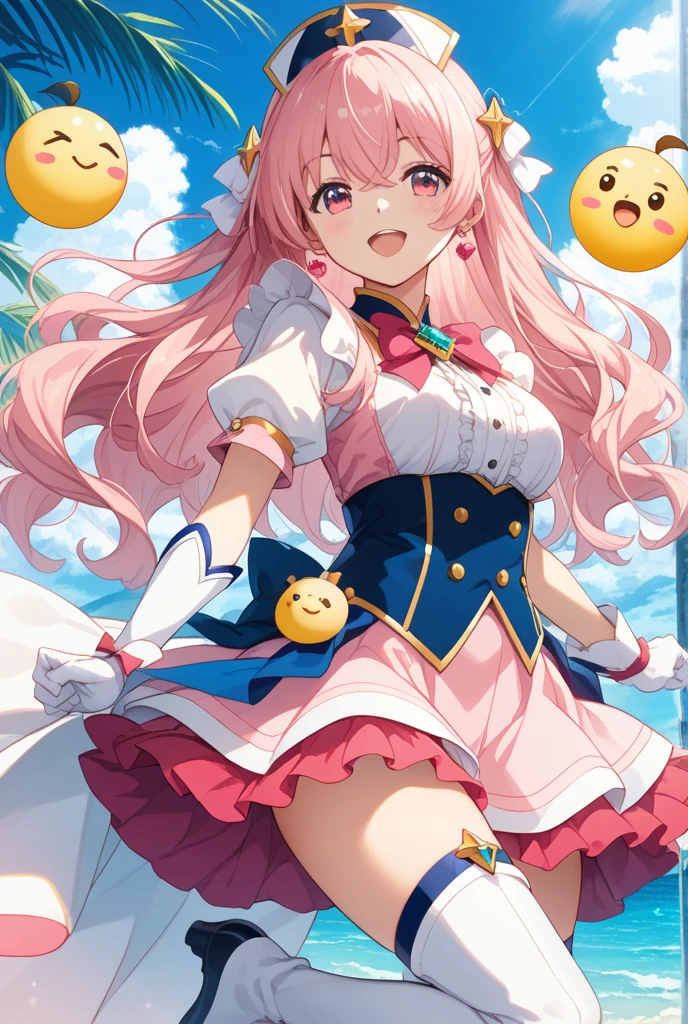 rating_safe, score_9, score_8_up, score_7_up, score_6_up, score_5_up, score_4_up, hires, source_furry, spring outfit, colorful hair, outdoor, magazine cover, dancing, furry girl(rabbit Facial Features, rabbit Body Features)jumping, flowing colorful ribbon, Flying sweat, serious expression, joyful smile,
