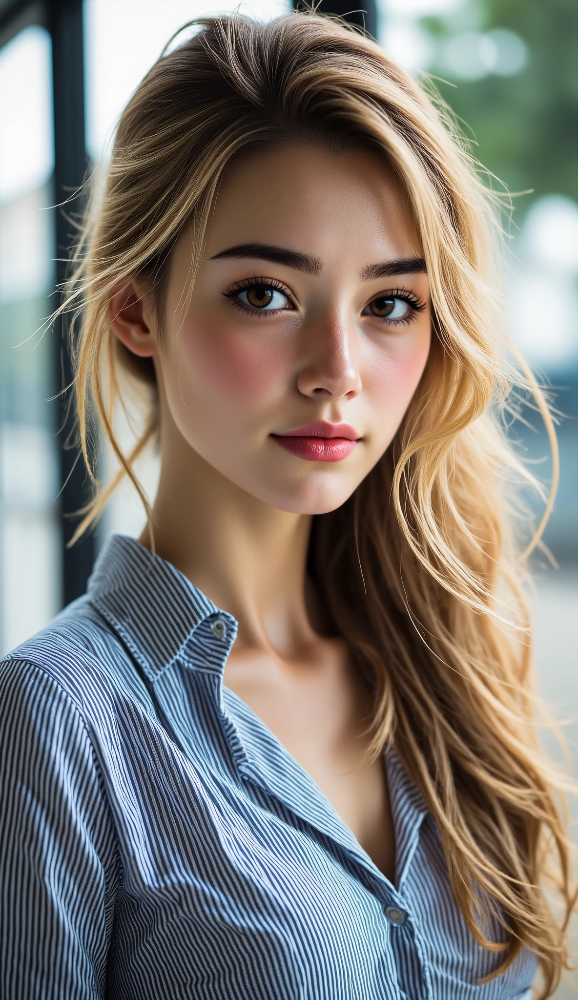  [Style: "masterpiece, realistic, (photorealistic Realism), ultra-detailed, Hyper high resolution" - "(Hyper quality, intricate ultra-detailed digital art)"](Key Directive: - ("The priority is the anatomical accuracy and texture of the materials" - "Ultra-sharp human eyes with biological accuracy") "Eyes:{(acid-resistant terminology)(macro-details:1.3): Moist corneal surface(visible aqueous layer:1.2)Hyper-detailed iris stroma ((brown:1.3) with gold flecks) Precise limbal ring (slightly neons pigmentation:1.25)Pupil micro-texture (irregular edge authenticity:0.9) * Vasculature in sclera(subtle red veins radiating from limbus)" - "Lashes: pink individual synthetic fibers (crosshatched roots,clump-free separation)" | Pose: "((full body combat-ready stance)) (plausible spinal twist)"Technical Specs:(Optics: - "Zeiss Otus85mm f/1.4 lens(eye refraction calculations:0.66)" - "Shutter Speed:1/500(freeze eye micro-movements)" - "Focus Stacking:7-point coverage on iris plane") (Post-Processing: - "Frequency separation for skin vs eye details" - "Selective sharpening: eyes180%,hair120%" - "Denoise: luminance20,color35(retain corneal speculars)")(Avoid: "pupil distortion, uncanny valley asymmetry, plastic-like wetness") a fairy tale-like picture , beautiful woman, full body photo, A well-drawn fairy tale, beautiful bizneswoman, , a fairytale-like picture , Detailed description, A well-drawn fairy tale, Vivid expression , Detailed facial features, Luxurious office Outfit, colorful, graceful posture, (slim-muscle body),((firm and full big breasts:1.4)) ["(slim belly, narrow waist, pertect ass, perfect thighs)"] Fantastic Backgrounds, magical atmosphere, Sophisticated contrast treatment, Detailed texture expression, Precision drawn with expert craftsmanship, Vibrant colors, Detailed texture expression,(Rendering engine: "Unreal Engine 5 path tracing, 16K texture maps") Anisotropic Filtering,Maximum Sharpness and Sharpness,Albedo and Specular maps,Surface Shading }