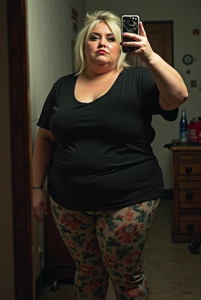 chubby woman, 40 years old white Caucasian woman walking outside flashing her saggy old , day time, Mississippi, Gulfport, summer day, long straight blonde messy hair, casually and daily dressed, big hips, thick thighs, casual clothed, natural big breBody Shot, From Above View, High Angle View, selfie, serious, selfie point of view, acne face