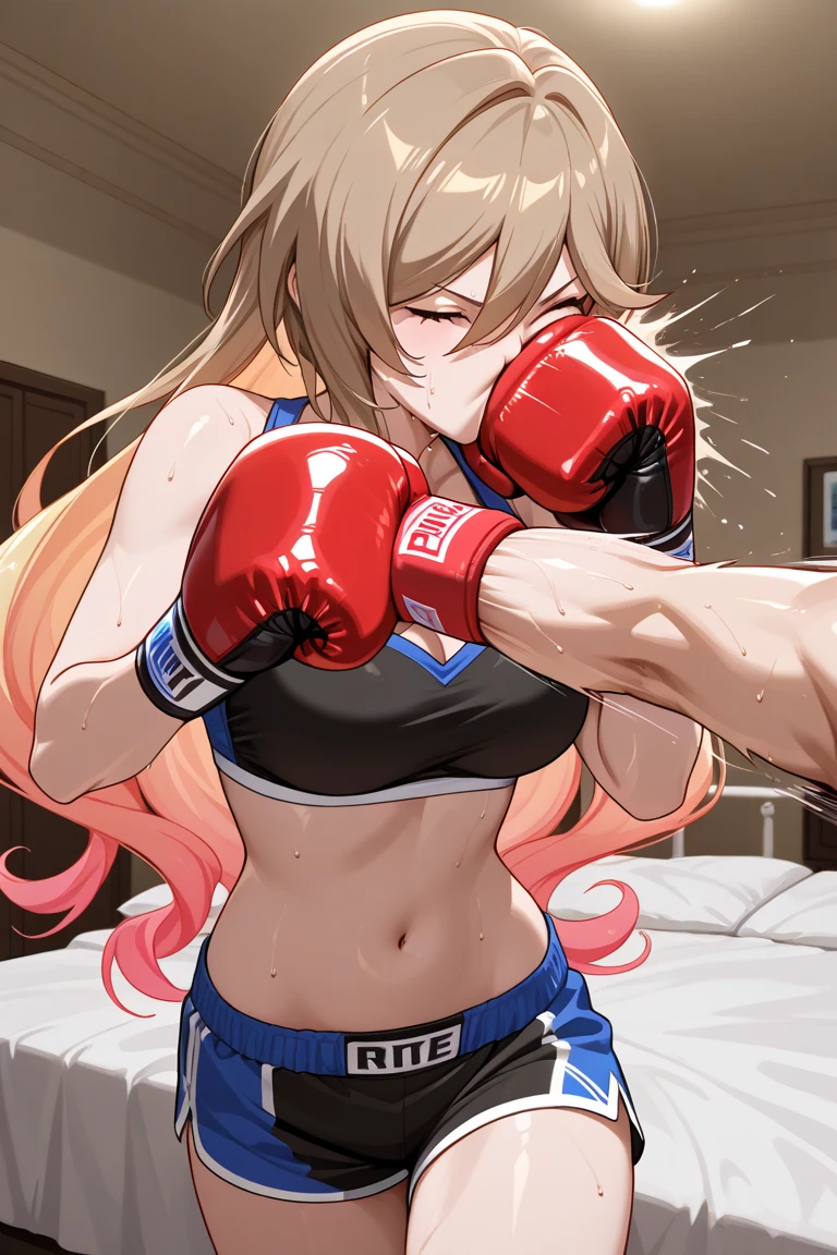 Completely naked、13-year-old female、Flat Chest、Playing against a 16-year-old boy、During a boxing match、Nipples、Painful expression、Constraints、Sex、Man exposes his penis、A woman glaring at me