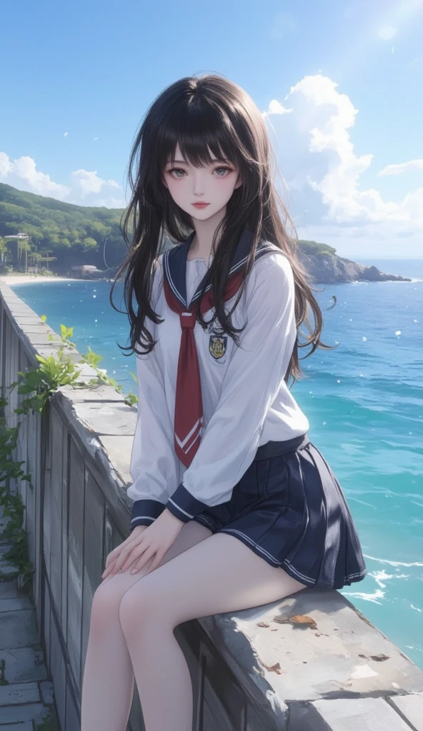 Japanese,girl,Sailor suit,cute,Black Hair,Clear