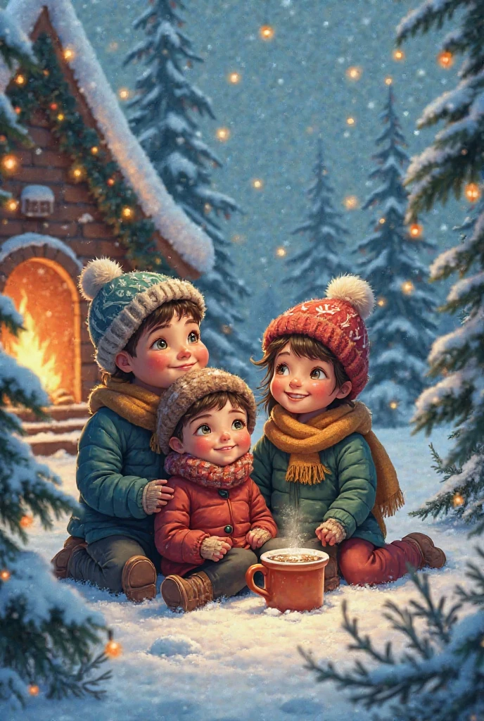 Enchanted Winter Cabin Retreat:
Escape to a winter cabin with The Bucket List Family. Jess, wrapped in a cozy knit sweater and snow boots, builds a snowman with their children in the crisp air. Garrett, donning a cozy beanie and warm layers, chops firewood with a focused expression. Warm light spills from the cabin's windows, illuminating the snow-covered landscape.