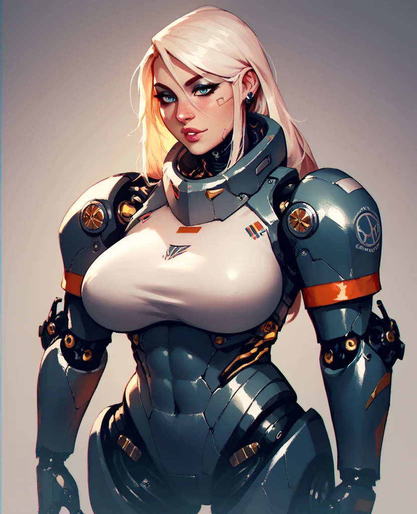 ((masterpiece)),(((best quality))),((character design sheet)), ((full body view)) ((cyberpunk empress)) mature face, ((middle eastern eyes:1.4)), ((silver cybernetic gown)), (((intricate futuristic breastplate))), defined cheekbones, high cheekbones, illustration, muscular, ((cyber silver:1.4)), sexy bimbo, (gigantic breasts:1.7) black hair, ((detailed face:1.4)) beautiful woman, (Chinese:1.4) (white skin:1.4) , (red lipstick:1.4), shiny skin, scribbles and marks,(puffy lips:1.4) , rough sketches, pose, 8k,16k, (simple background, white background: 1.3) ((cool color palette)), ((cyberpunk aesthetic))