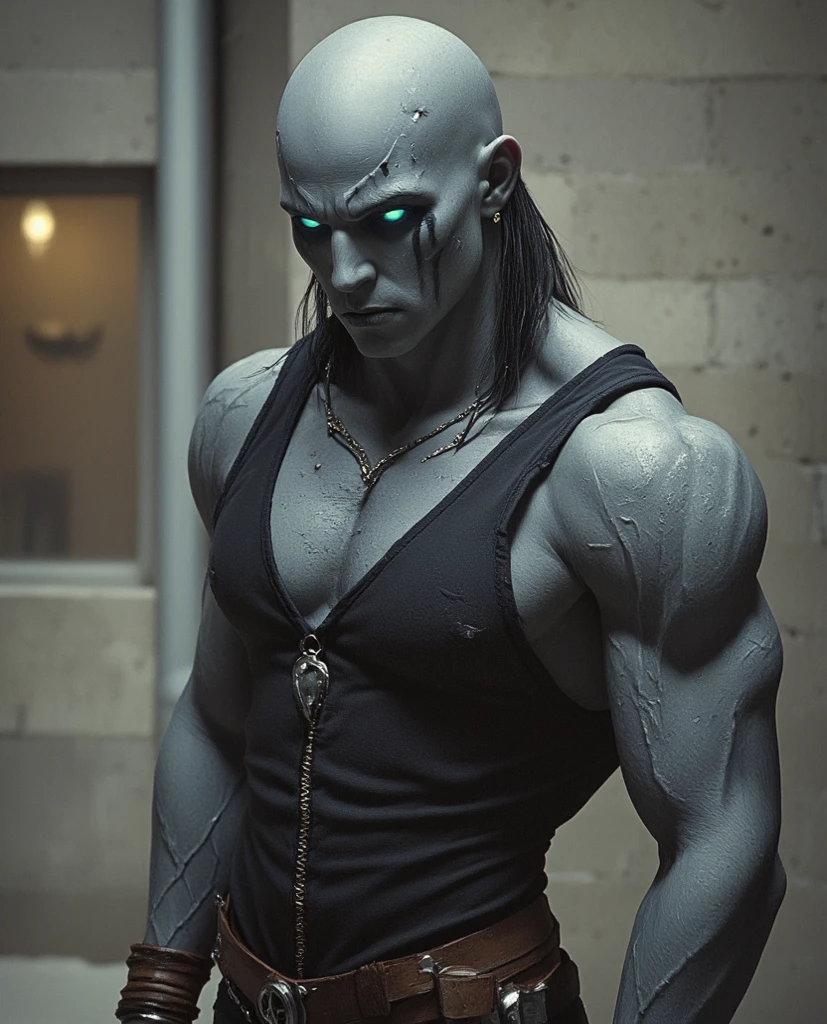 Ancients giant,two head,blue skin,black hair mohawk style