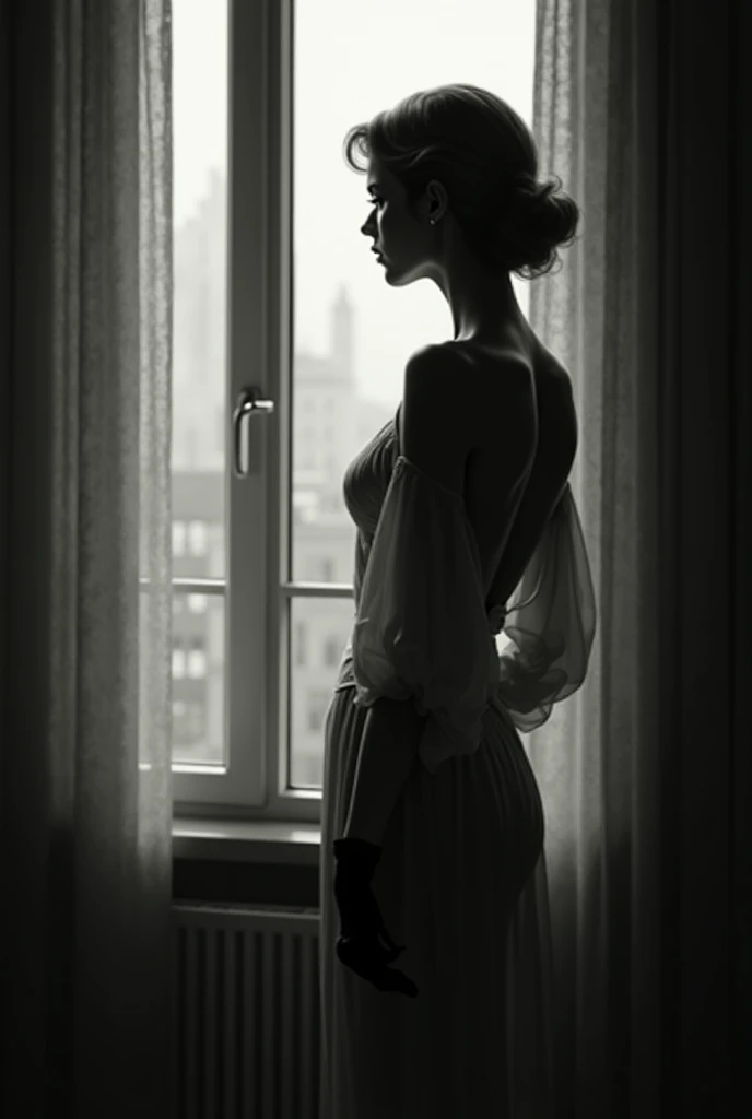 (Masterpiece. Uhd. Photorealistic). Portrait of stunning European woman. Age 23. Inside an old appartement. she’s Looking out a dirty old window. Woman with slightly generous curves. 100DD breast size. CLEAVAGE.
Down below the cars in the city go rushing by
She sit here alone, and she wonder why.