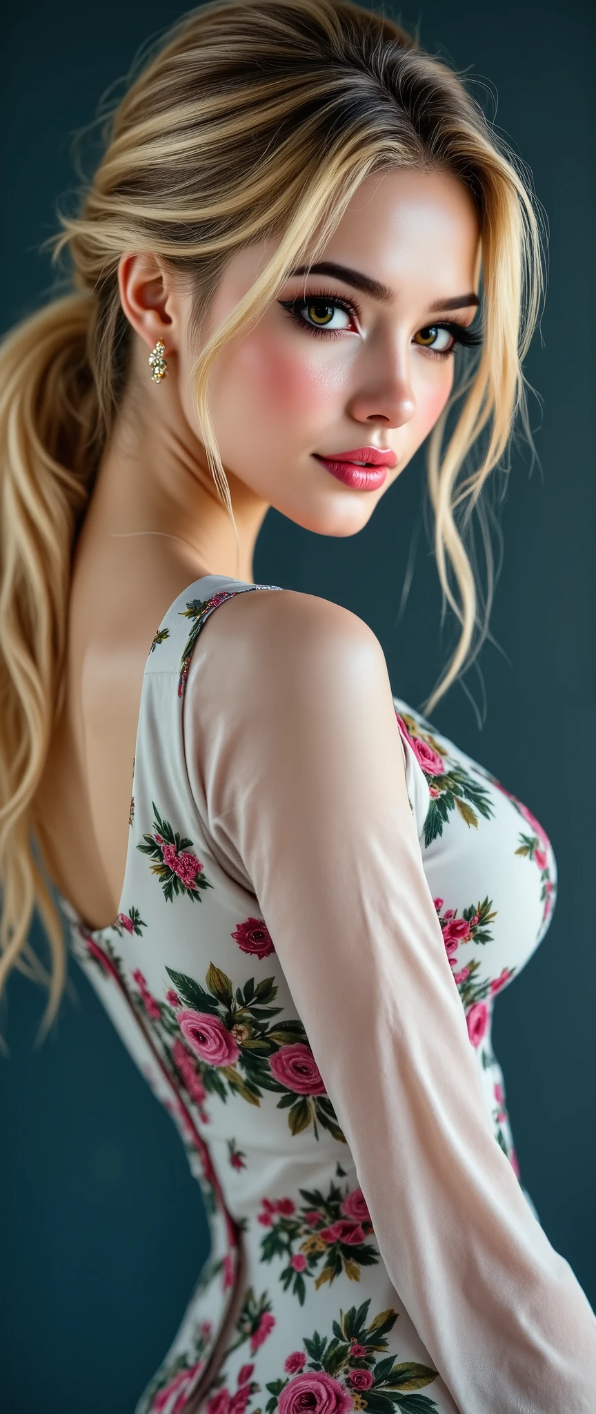  [Style: "masterpiece, realistic, (photorealistic Realism), ultra-detailed, Hyper high resolution" - "(Hyper quality, intricate ultra-detailed digital art)"](Key Directive: - ("The priority is the anatomical accuracy and texture of the materials" - "Ultra-sharp human eyes with biological accuracy") "Eyes:{(acid-resistant terminology)(macro-details:1.3): Moist corneal surface(visible aqueous layer:1.2)Hyper-detailed iris stroma ((brown:1.3) with gold flecks) Precise limbal ring (slightly neons pigmentation:1.25)Pupil micro-texture (irregular edge authenticity:0.9) * Vasculature in sclera(subtle red veins radiating from limbus)" - "Lashes: pink individual synthetic fibers (crosshatched roots,clump-free separation)" | Pose: "((full body combat-ready stance)) (plausible spinal twist)"Technical Specs:(Optics: - "Zeiss Otus85mm f/1.4 lens(eye refraction calculations:0.66)" - "Shutter Speed:1/500(freeze eye micro-movements)" - "Focus Stacking:7-point coverage on iris plane") (Post-Processing: - "Frequency separation for skin vs eye details" - "Selective sharpening: eyes180%,hair120%" - "Denoise: luminance20,color35(retain corneal speculars)")(Avoid: "pupil distortion, uncanny valley asymmetry, plastic-like wetness") a fairy tale-like picture , beautiful woman, full body photo, A well-drawn fairy tale, beautiful bizneswoman, , a fairytale-like picture , Detailed description, A well-drawn fairy tale, Vivid expression , Detailed facial features, Luxurious office Outfit, colorful, graceful posture, (slim-muscle body),((firm and full big breasts:1.4)) ["(slim belly, narrow waist, pertect ass, perfect thighs)"] Fantastic Backgrounds, magical atmosphere, Sophisticated contrast treatment, Detailed texture expression, Precision drawn with expert craftsmanship, Vibrant colors, Detailed texture expression,(Rendering engine: "Unreal Engine 5 path tracing, 16K texture maps") Anisotropic Filtering,Maximum Sharpness and Sharpness,Albedo and Specular maps,Surface Shading }