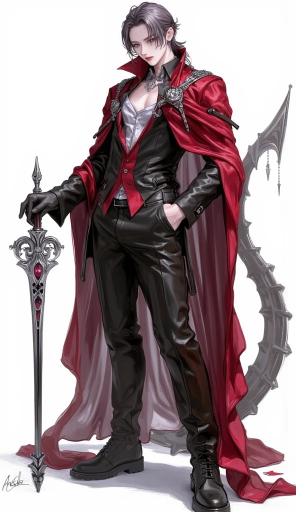 Sculpture design,male people,Vampire Prince,prinz,short detailed hair,Handsome,Wu Yifan,Wings,Tattooed with,White hair,(Exposing the pectoral muscles)musculous,delicated,复杂