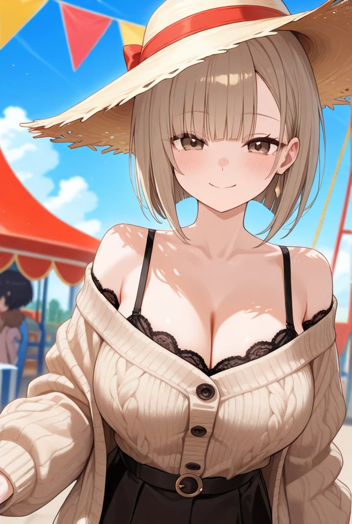 highest quality、High resolution、High resolution、8K、(Disneyland)、amusement park、outdoor、A beautiful teenage girl with、(three women),perfect skin,(huge breasts:1.2)、sexual expression、dancing、emphasize the chest、flashy underwear、Fancy hairstyle、派手な髪color、smiling、sexual expression、emphasize cleavage、color々Facial Patterns、color々hairstyle pattern
