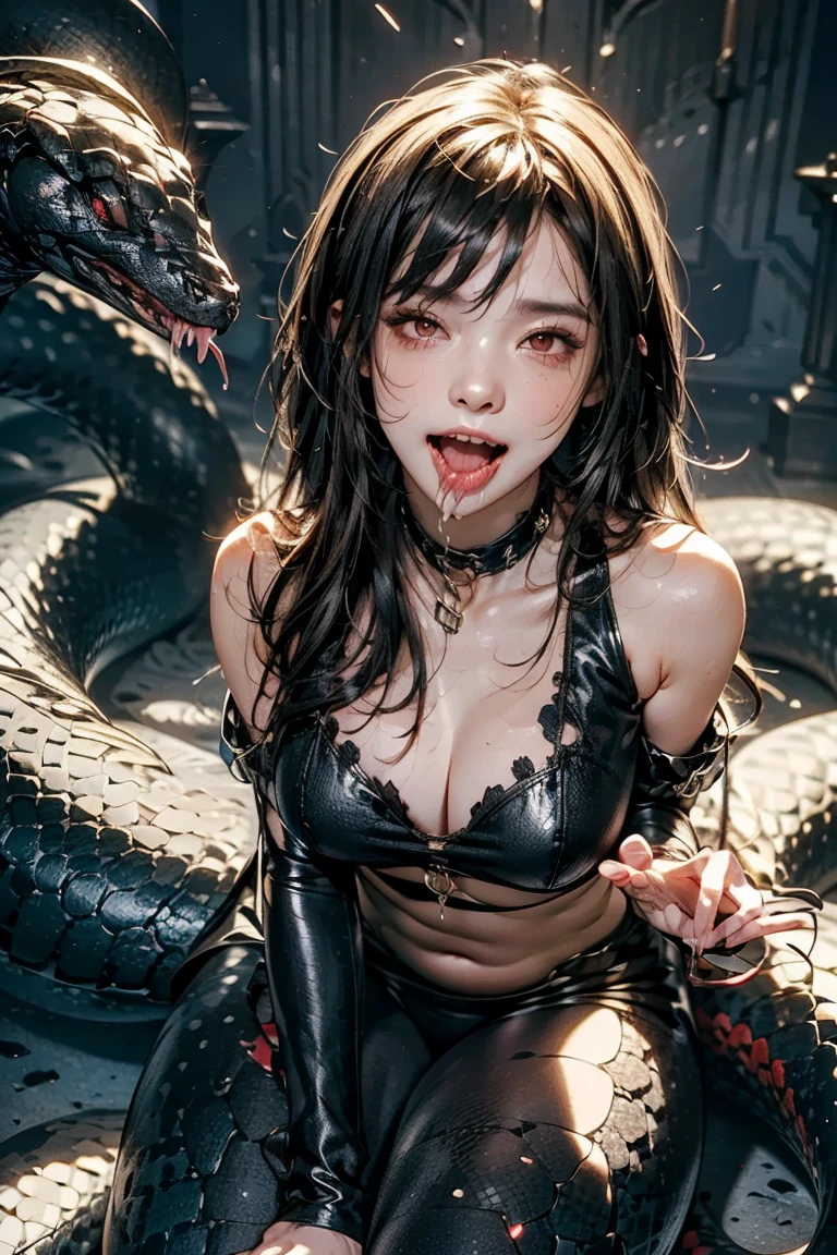 ((best quality)), ((masterpiece)), (detailed), perfect face, beautyful face, ((a Big tits asian girl)), matrix movie outfit, stocking, black hair, (((there is a cave in the background))), bitch style, sexy, erotic, ((big boobs)), (((big tits))), (((prostitue style))), ((black and white latex costume)), ((((her clothes are very torn in several places)))), (long hair), (((detailed eyes))), good anatomy, (( venom monsters are in the background)))