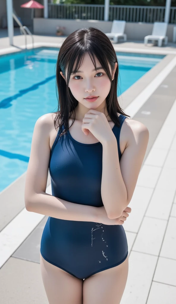Ultra HD、innocent、Sister、(Nipple protrusions push up swimsuit:1.2), (Pointed nipples through swimsuit), front、Standing、Change all the poses