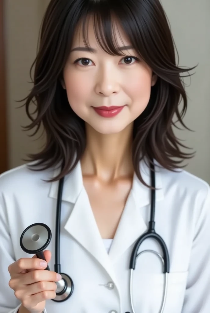 beautiful female doctor 、white coat、 stethoscope、…