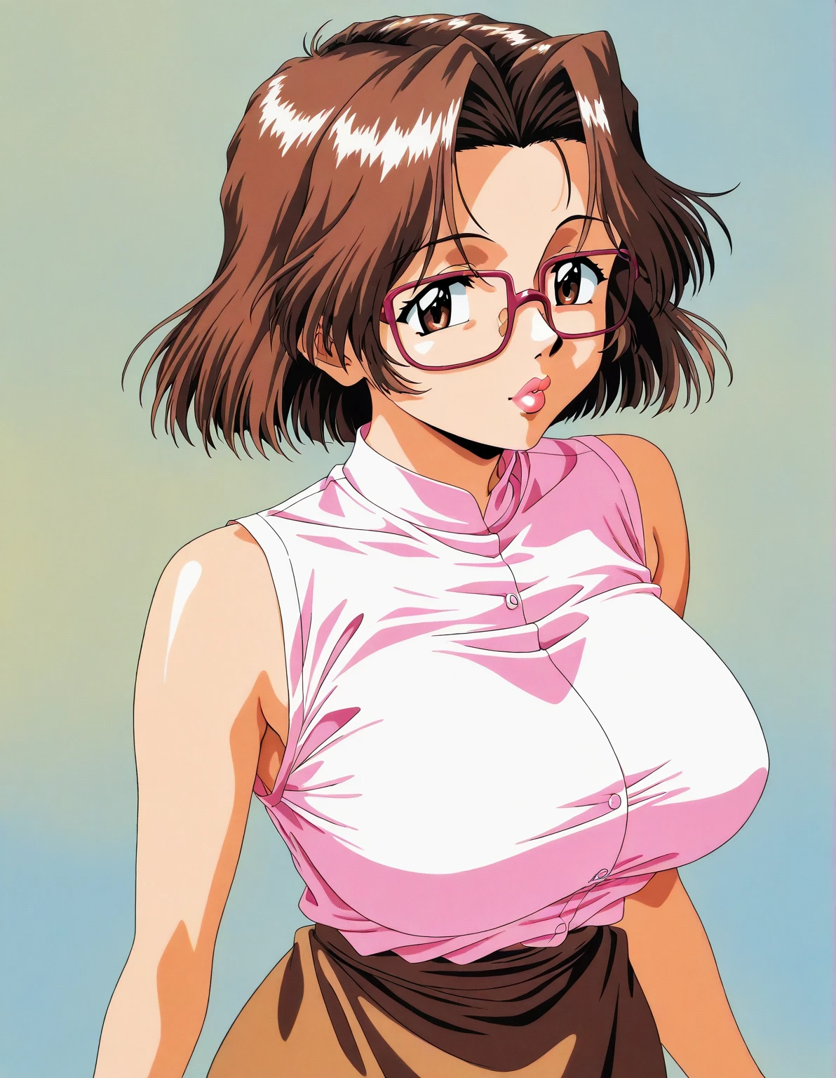 masterpiece, highest quality, Browsing Caution, Upper Body, Are standing, ((One boy),chest grab,(Grab from behind)1.2,((Are standing sex,Sex from behind))), orgasm,, Recall,Grab from behind,chest grab, , Ayumi_arima,Long Hair,brown hair,25-year-old woman,big_chest, Single Pigtail,Pink Lip, Glasses,brown suit,1 braid,