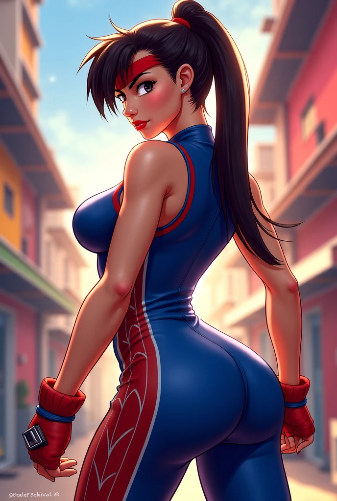 Obra maestra, ultra definition, Maximum details, mujer rubia tipo americana, hermosa, mujer sexy, skinny, mujer perfecta, piel blanca, poderosa, mujer saiyajin, su aura es amarilla y la rodea con un brillo como las llamas del sol, es resplandeciente y esta iluminando todo a su alrededor, heroin, cosplay goku dragon ball z, falda corta color naranja, top escotado con el logo de goku en la espalda, puedo observar parte de sus senos, dark blue wristbands, botas adornadas color azul oscuro, abdomen ejercitado, small and beautiful buttocks, senos firmes y hermosos, ojos azules, esta transformada en super saiyajin, cabello largo rubio y hermoso brilla como el sol, esta elevando su ki, It is in the destroyed city of Tokyo Japan, su ki eleva piedras y basura a su alrededor, nariz hermosa, manos perfectas, Dramatic background, realista