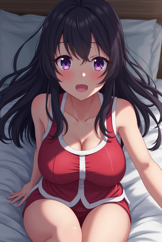 best quality, masterpiece, 1girl, solo,
<lora:takimoto_hifumi_newgame:0.7>,
new game!, takimoto hifumi, takimoto_hifumi_newgame, blue eyes, tsurime, brown hair, long hair, ponytail, blunt bangs, sidelocks, hair bow, red bow, bikini, skindentation, collarbone, bare arms, cleavage, (aqua bikini:1.2), large breasts, navel,
upper body, lying, looking at viewer, on back, on bed,
blush, nose blush, embarrassed,
bed sheet, pillow