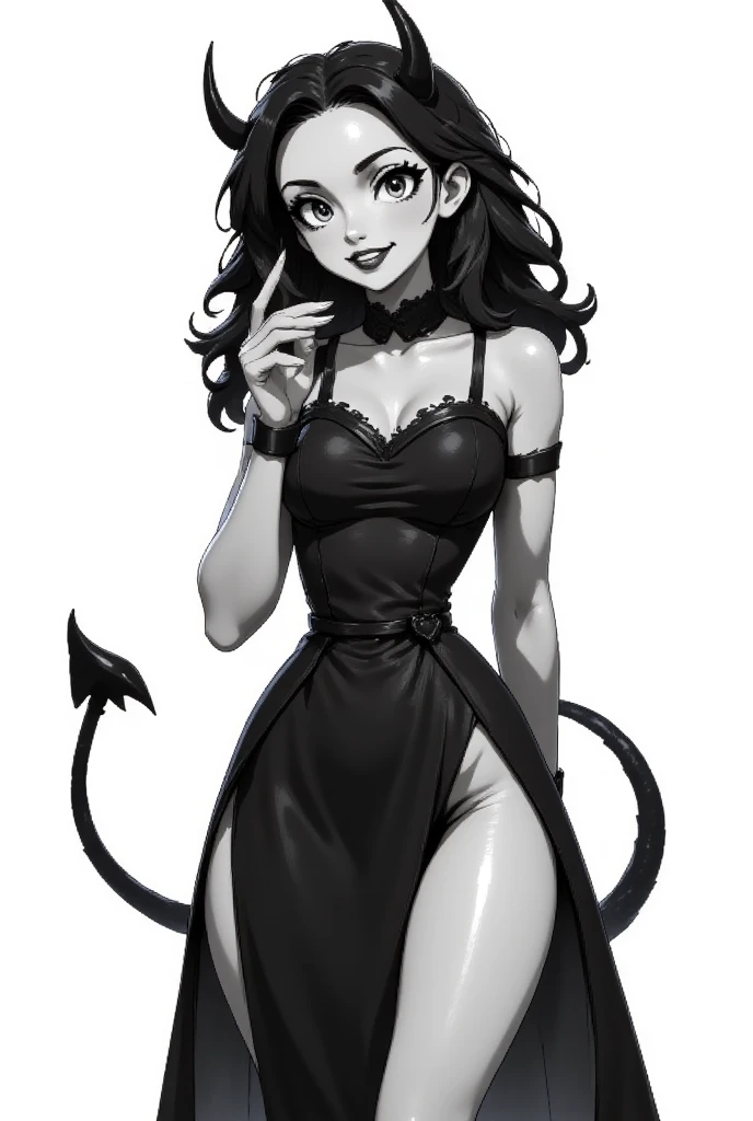 Sexy brunette in a devil costume coslaying as a demon slut 