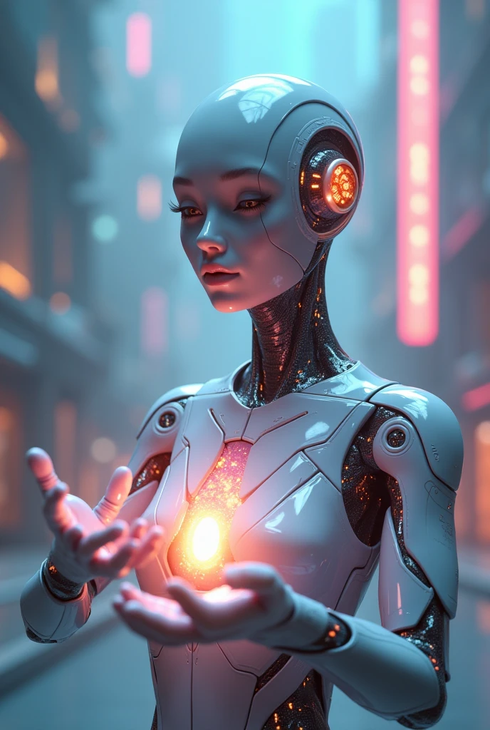 masterpiece, professional artwork, intricate details, realistic, inspired by Guweiz and Michael Divine, glitch, double exposure, science fiction, hologram, digital cascade, full body, see-through framework body, foreshortening, reaching towards viewer, hand towards viewer, palm out, pale realistic skin, neon cybernetic tech fashion, contrasting colors, cascading ascii matrix style background