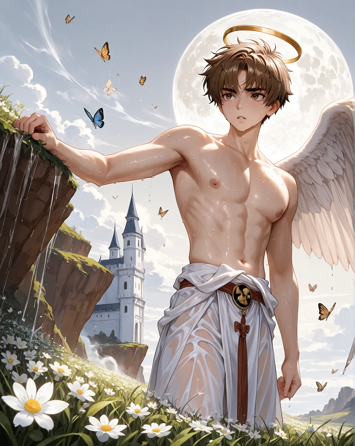 man,angel,happy,Under the moon