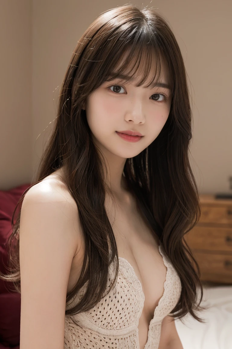 (beautiful), (beautiful), (high quality), (feminine), (woman), Slender type,(beautiful), (21 years old), alone, woman1名, (attractive american), arbitrarily, (Day), (soft light), ((considerate)), (natural makeup), (medium bust), ((long hair)), (brunette hair), (straight hair), (- in the hair;), (wide open eyes;1.5), (thoughtful and powerful expressions), Fair skin, beautiful ears, normal ears, beautiful eyes, shining eyes, beautiful mouth, beautiful lips, apron,kitchen,squat,Full view of pussy