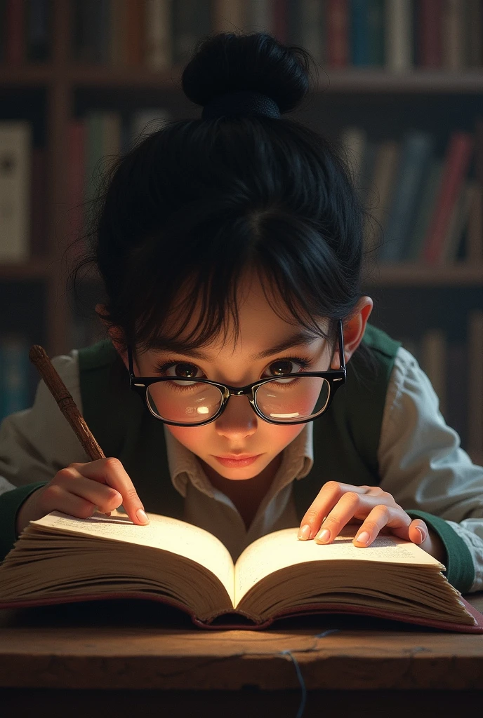 Children, reading, bookshelf, books, glasses, fingers, page turning, reading, thinking, creativity, imagination, harvest, knowledge, growth, happiness