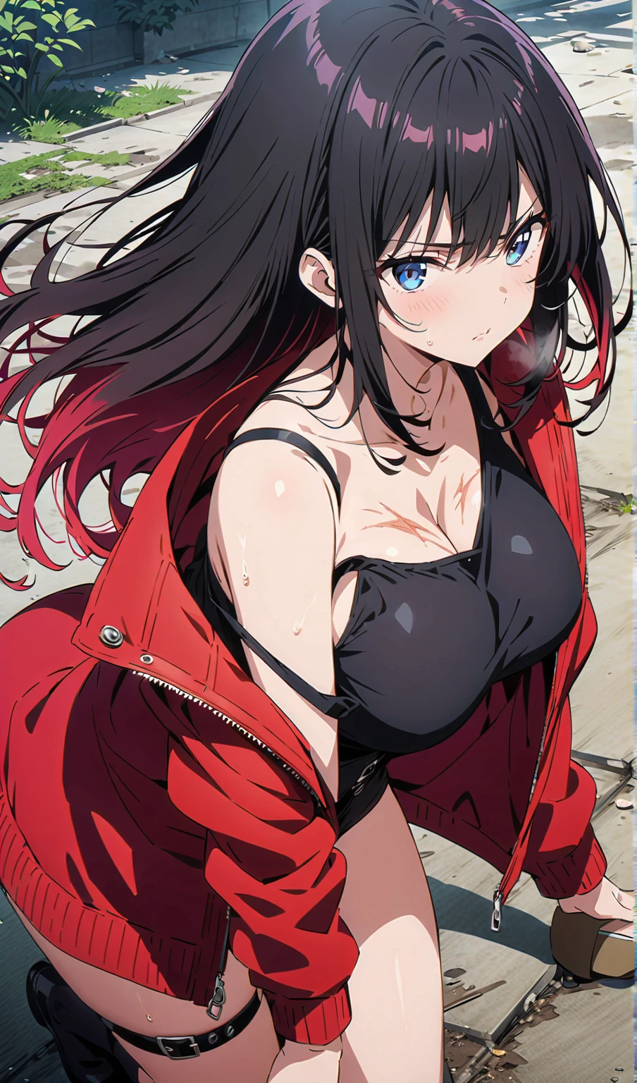 1 beautiful woman, (heartbeat:1.5), long black hair, winter fashion