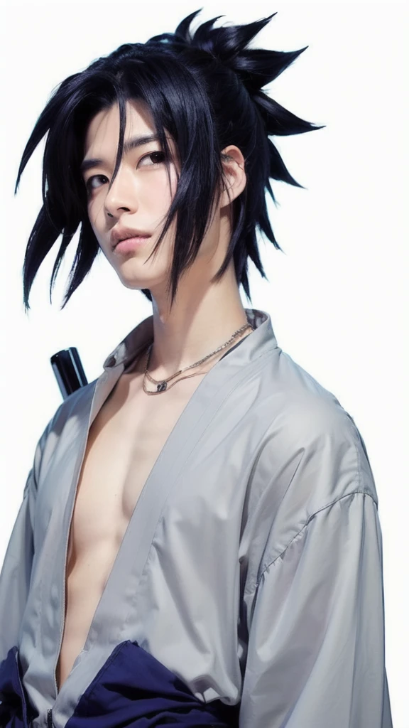 1boy, sasuke uchiha, realistic, ninja, katana
