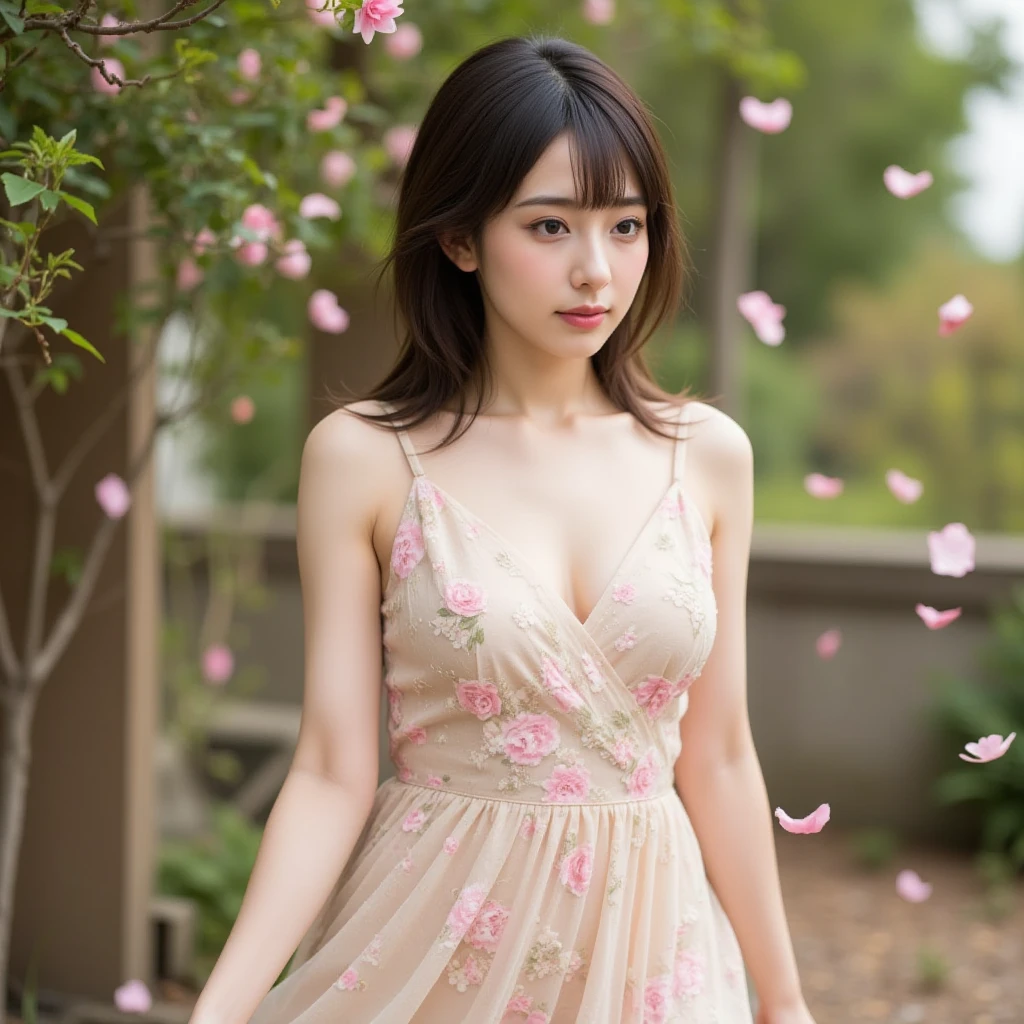 (masterpiece、high-level image quality、hightquality)、(Beautiful Realistic Asians:1.3,A Japanese Lady:1.3)、cute little:1.4,(perfect anatomia、Beautiful limbs、Beautiful skin、Healthy body)、Spring brook、jpn、Melancholy Dating、spring outfit、art by、