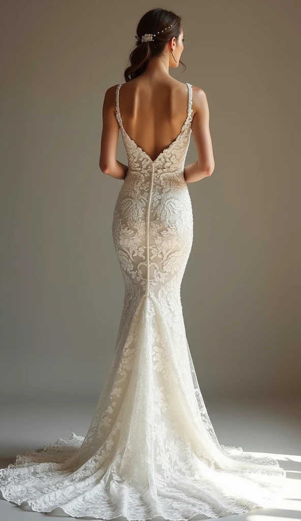 Create a wedding dress with lace on the bodice
