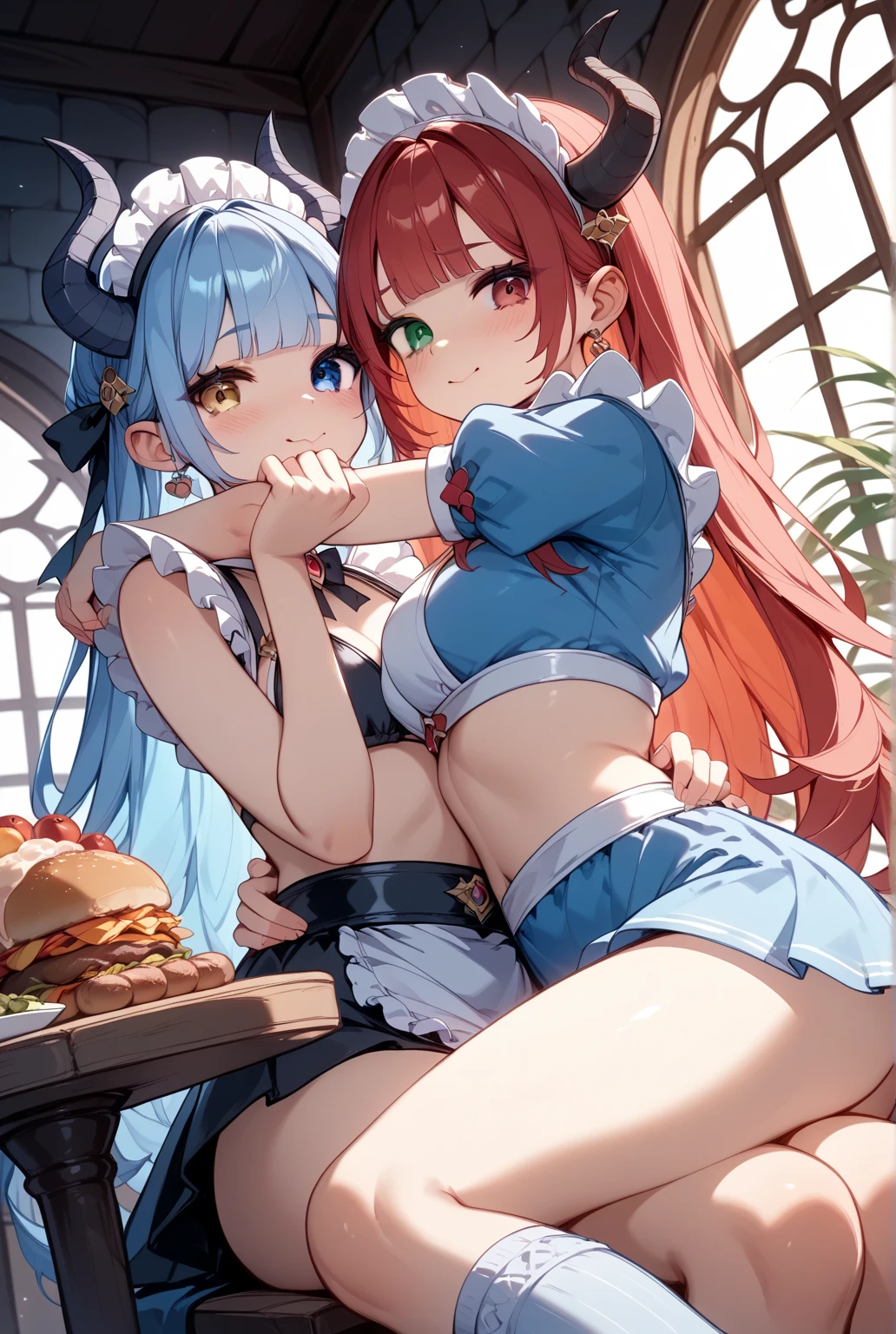 Asuka girl with big breasts and big thighs with camel toe and lingerie