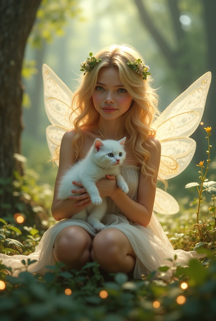 a baby nymph decapitating a black cat