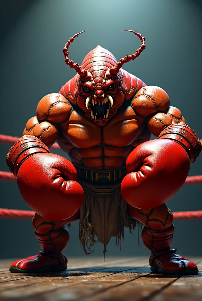 A rapper small intestine lifting a championship belt and a darker large intestine crying