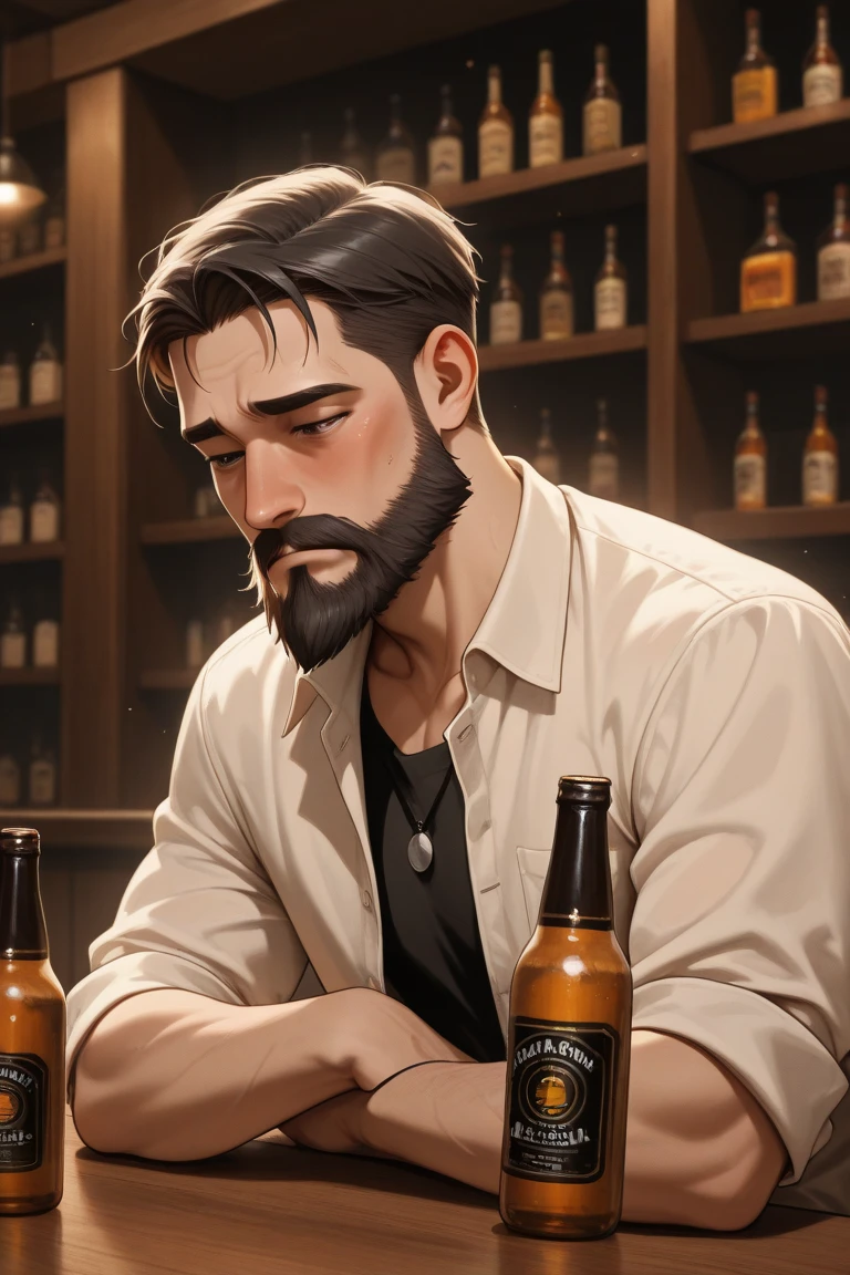 chris redfield drinking beer in a bar, painting by gaston bussiere, craig mullins, greg rutkowski, alphonse mucha  ãããã©ãããããã, pov, solo, baktorawa, solo, bishukkake, sitting on bench, open mouth, small intestine