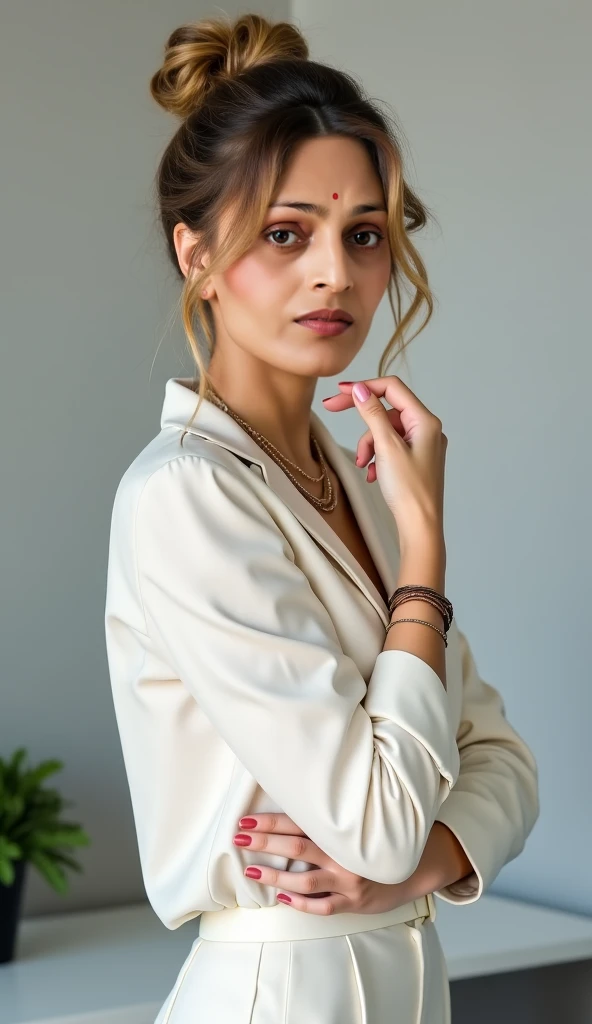 (best quality,highres:1.2),professional,portrait,beautiful detailed eyes,beautiful detailed lips,classy style,fashionable outfit,long flowing hair,stunning makeup,confident expression,vibrant colors,soft lighting