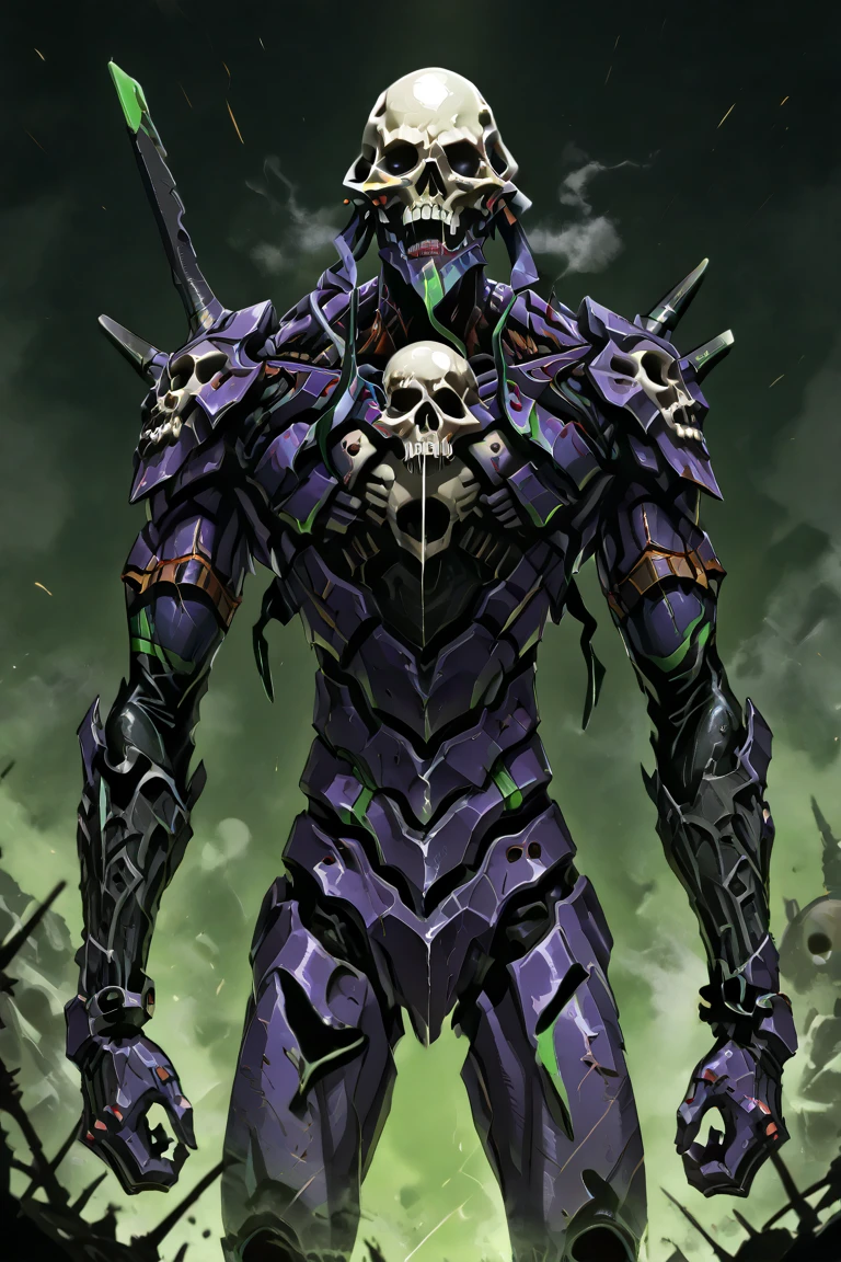 blue colors,purpleish color,green color,Green is the majority,mechs,decrepit,zombi,without weapons,immensity, --auto