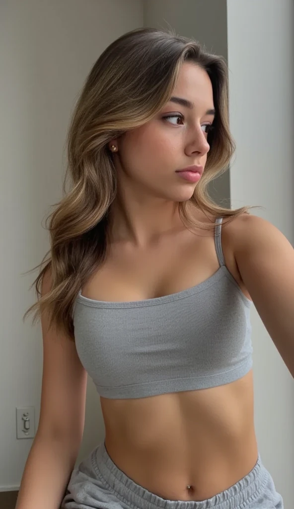 14 year old surreal latina girl,with freckles,blonde hair, Instagram Snapchat Underwear Curves in Influencer Mode, culona, sefi, hyper realisitc, Husband and wife, very Sexy look, provocation, 浴室, Espejo, iPhone, 8K, Tanga Korta 4k, Comblussa Blanca, and very short jeans, hot bedroom, whit a top and a jeans, not shoes, jeans zipper open, kneeling on the bed, open suit