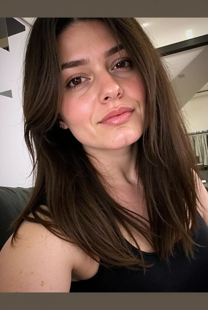 Beautiful woman with messy hair in a black top posing for a selfie, sorriso bonito e sedutor, lindo rosto latino, sorriso sedutor louco, sorriso sedutor, friendly seductive smile, bonito e sorridente, sorrindo sedutoramente, 3 0 anos de idade mulher, Mulher de 30 anos, com um sorriso sedutor, Cara Sexy, lovely smile, grande sorriso em seu rosto, Violeta Myers