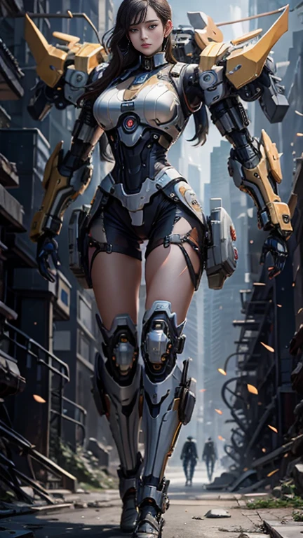 dian,Best quality,Gold jewelry,(slip out feet),Fairy skin,(Fidelity :1.2),standing,Super detailed,Realistic,High quality,Movie light,Ray traching,Ultra HD,Upper
Girl in small panties with transparent thong and transparent suspenders standing next to giant robot,Guvez style artwork,Cyberpunk mech,Trends on CGiStations,Guviz,Russell Dongjun Lu,Digital cyberpunk anime art,Ross Tran 8 K,Guweiz on ArtStation Pixiv ,Girls of Mecha Cyber Armor