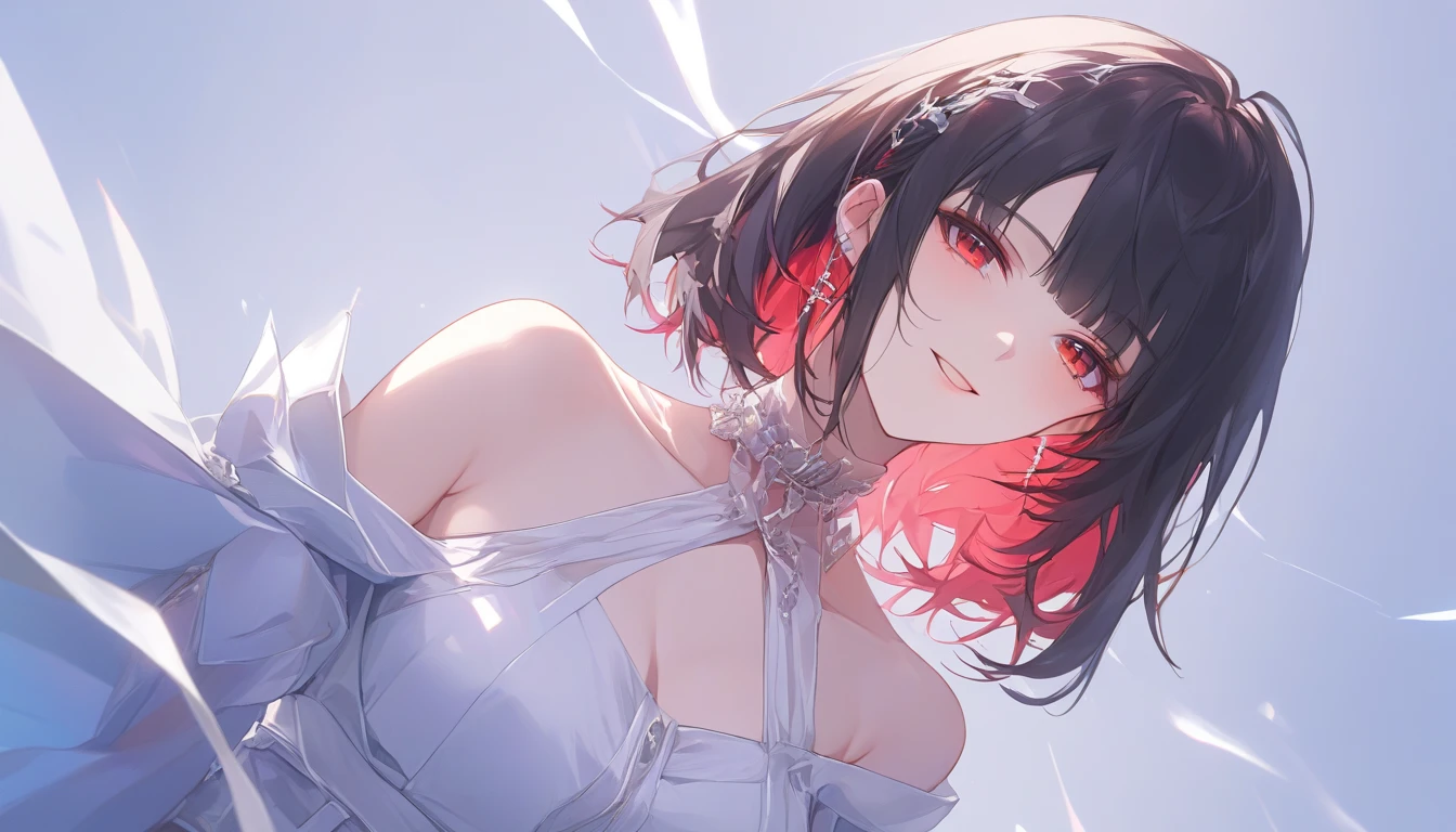absurdres, RAW photo, extremely delicate and beautiful, masterpiece, Best Quality, ultra high resolution, 32k, hyperrealistic, ultra-detailed, delicate facial features, beautiful detailed woman, tearful mole, earring, medium breasts, full body shot, medium hair, black hair, fire witch, blood, light particles, light rays, high contrast, colorful,
