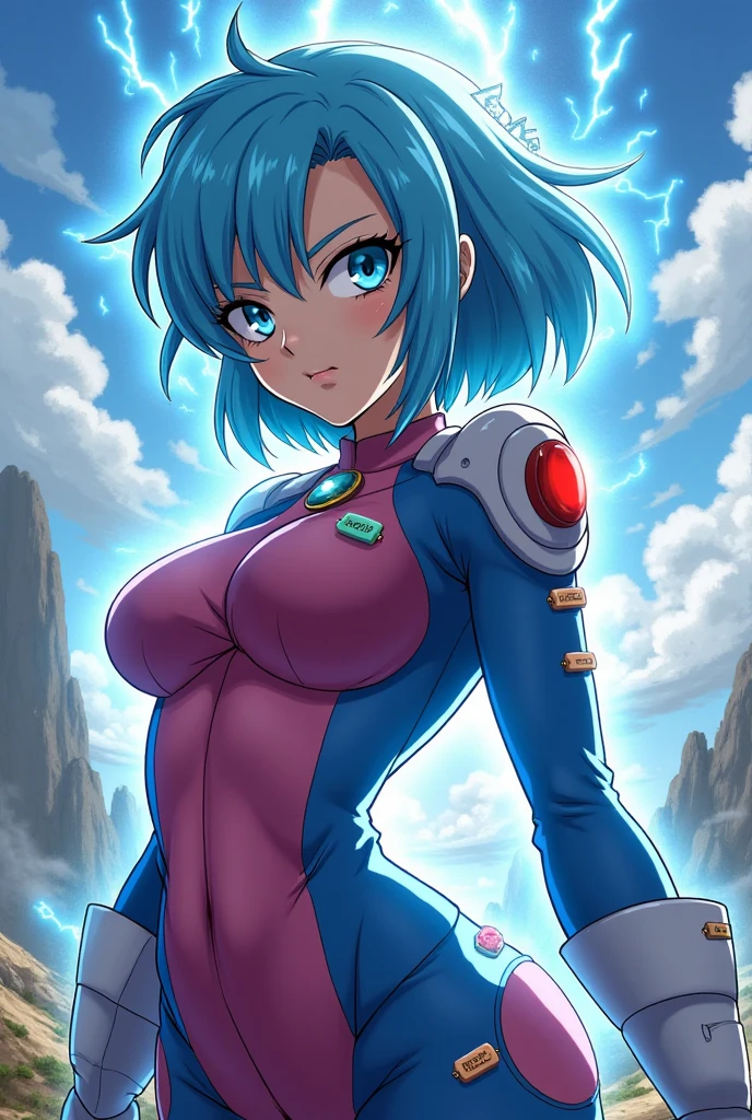 Sailor mercury in full police suit,long blue hair,Blue Power Ranger, hurricane ,Sexy goth woman big breast, character sheet,inside a pool,High Resolution, Large breasts,
