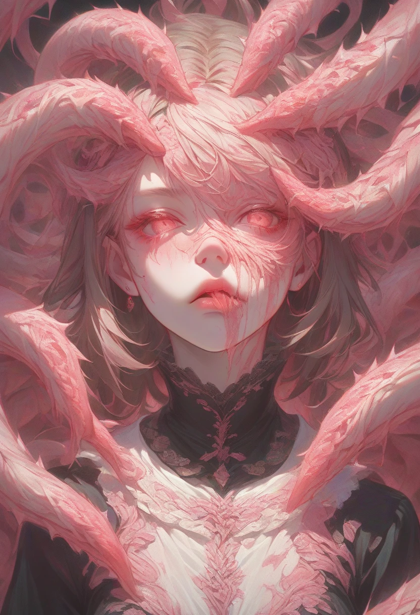 Puddle of blood - Horror - Tatami stained with blood stains - Night - sad look - Lowered gaze - pale eyes."Scary with blood - Ukiyo-e - Blood - Tattoo - Woman with tattoos - Full body tattoo - Yokai - Horror - Scary - Spooky - Spooky - Horror.