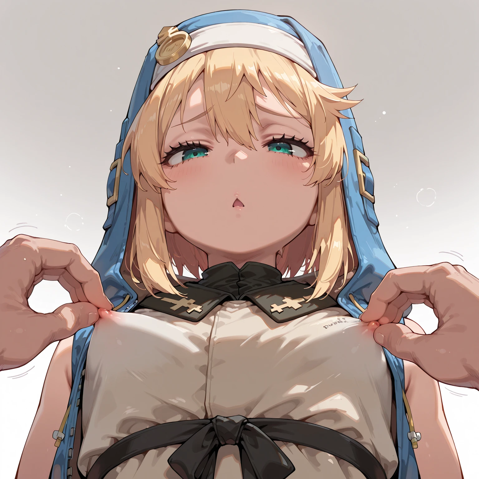 1boy, feminine and girly, trap, twink, indoors, background, blush, blonde hair, innocent and cute boy, Bridget, small penis, feminine, half closed eyes, looking up at viewer, erect small penis, kneeling, penis, motion lines, fellatio, fellatio pov, blowjob, motion lines, duo, deepthroat,
