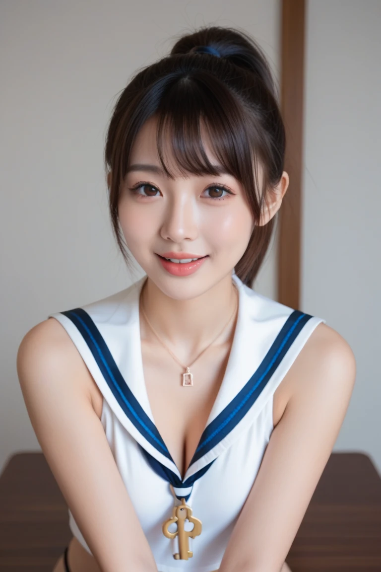 (masterpiece:1.3)、(8K、Photoreal、Raw photo、NSFW、best image quality: 1.4)、(smile)、japanese girl、14 years old、(ponytail:1.2)、(Tie your hair with a scrunchie or ribbon:1.2)、super detail face、eye for details、double eyelid、huge breasts、sharp focus:1.2、(cute woman:1.4)、silky blonde hair、bangs、highest quality、Super high resolution、(Photoreal:1.4)、Highly detailed and professionally lit smiles、(beautiful nipples:1.4)、thin、smile、long hair、upper body portrait、bathing in a hot spring、(A man puts his cock in front of a girl&#39;s face:1.3)、(Grip the with your hand女の子:1.4)、Grip the with your hand